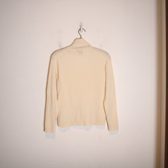 J Crew Vintage 90s 2 Ply Cashmere Ribbed Turtleneck Sweater M Ivory Scotland - Picture 7 of 7